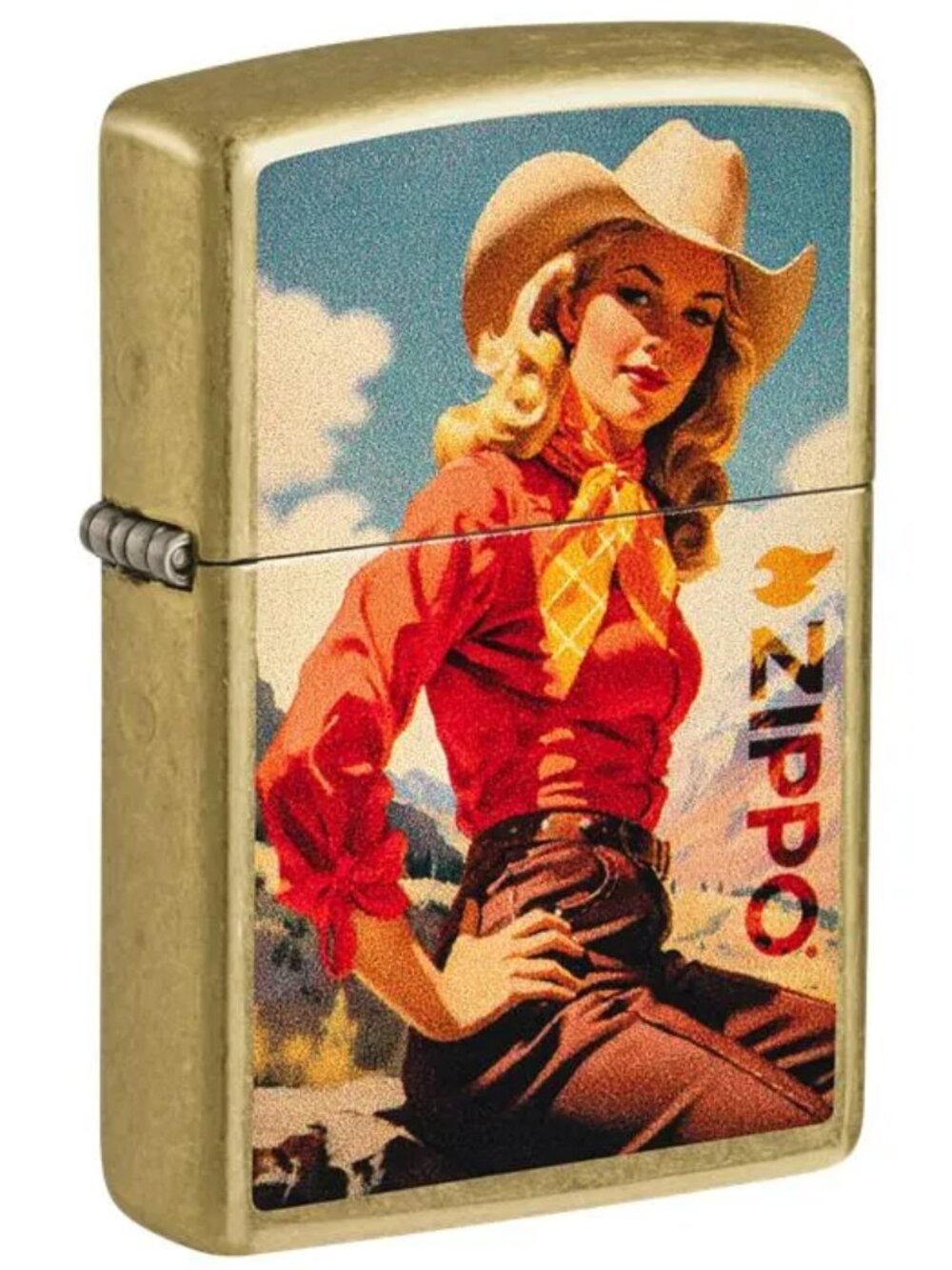 Lady Rancher Brass Zippo Lighter